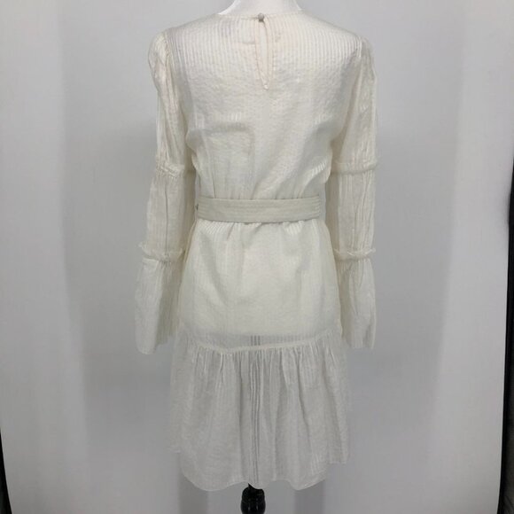 CAMI NYC Shawn White Belted Cotton and Silk Jacquard tiered sleeve mini dress SP - Picture 4 of 16